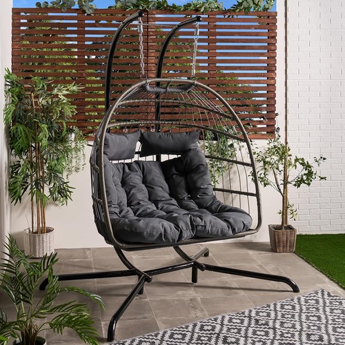 Ohs double egg chair charcoal - ohs,