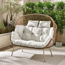 Double Seat Egg Rattan Chair